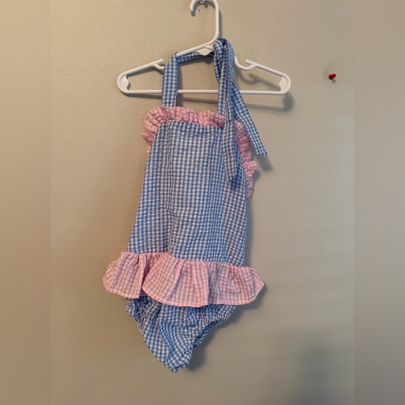Cecil And Lou Other - Cecil and Lou Blue and Pink Gingham Ruffle Swimsuit